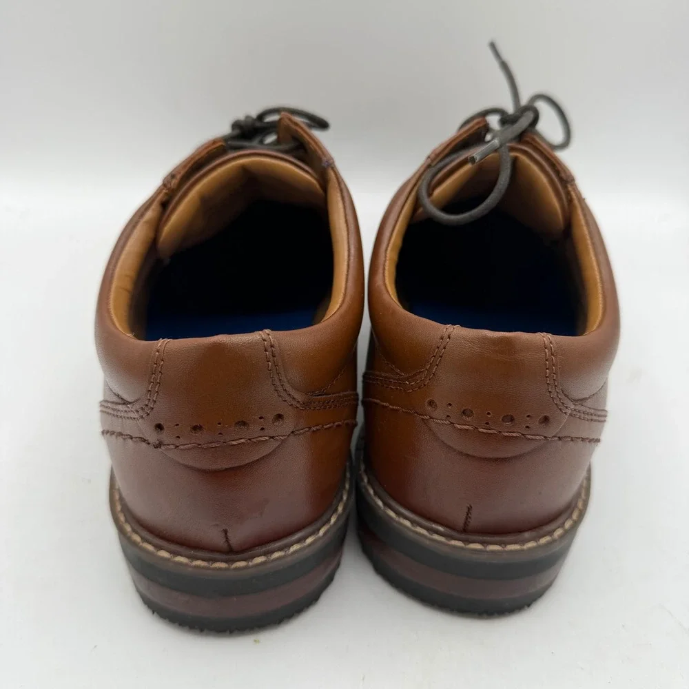 Nunn Bush Derby Shoes Mens 8 Cognac Leather Comfort Gel 84417-221 EUC